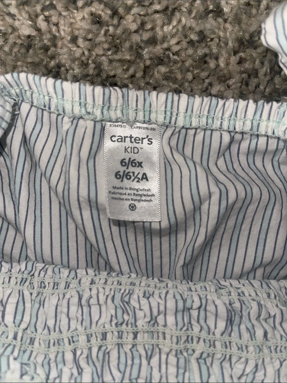 Carter's Blue & White Striped Smocked Jumpsuit